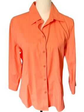 Alex Marie ¾ Sleeve Button Down Orange Size 12